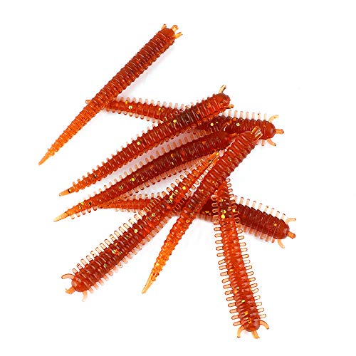 Lebendköder 11 × 7 × 1 10 Pcs Elastischer Fischerei Köder Weicher Regenwurm Madenköder mit Fischigem Geruch von PUNELE