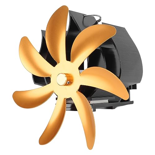 PUNELE 7 Aluminiumlegierung Holzofenlüfter mit Befestigungsschleife, Effizienz mit Hoher Wärmeerzeugung, Manueller Kontrolle für das Camping Im Freien Im Freien, Wärkte Energie Zum (Gold) von PUNELE