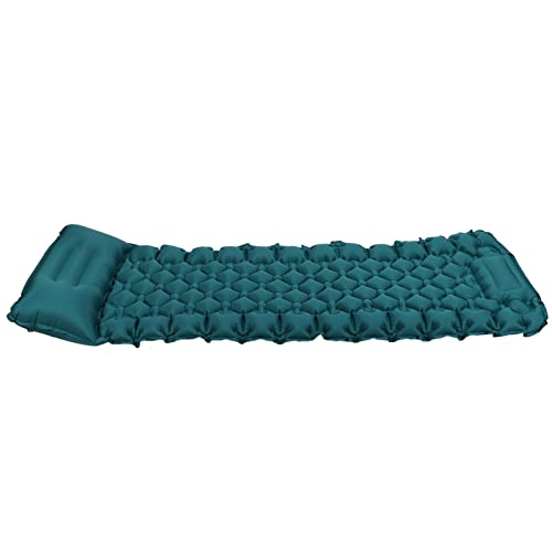 PUNELE Camping -Matratze Fuß Betrieben Inflation Tragbares Ergonomisches Design Gekrümmte Kissen Vierecker Peacock Blue Schlafpolster von PUNELE