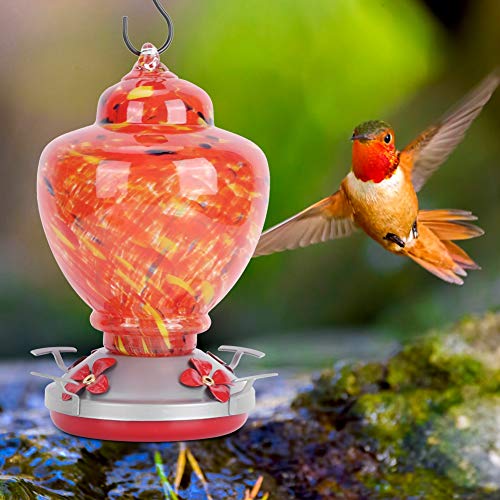 PUNELE Glasvogelwasserfuttermittel, Farbenfrohe Feeder, Attraktive Gartendekoration mit Hängendem Haken, Ruhender Barsch und -sicherer Basis, Leicht zu Montieren, zu Füllen und (A) von PUNELE