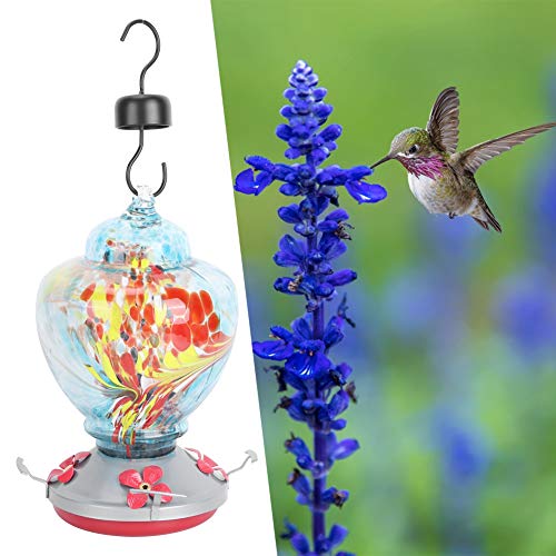 PUNELE Glasvogelwasserfuttermittel, Farbenfrohe Feeder, Attraktive Gartendekoration mit Hängendem Haken, Ruhender Barsch und -sicherer Basis, Leicht zu Montieren, zu Füllen und (B) von PUNELE