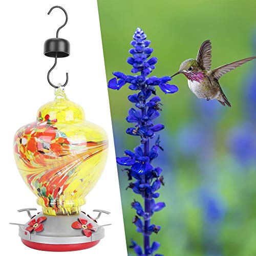 PUNELE Glasvogelwasserfuttermittel, Farbenfrohe Feeder, Attraktive Gartendekoration mit Hängendem Haken, Ruhender Barsch und -sicherer Basis, Leicht zu Montieren, zu Füllen und (C) von PUNELE