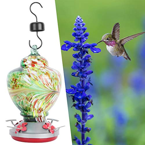 PUNELE Glasvogelwasserfuttermittel, Farbenfrohe Feeder, Attraktive Gartendekoration mit Hängendem Haken, Ruhender Barsch und -sicherer Basis, Leicht zu Montieren, zu Füllen und (D) von PUNELE