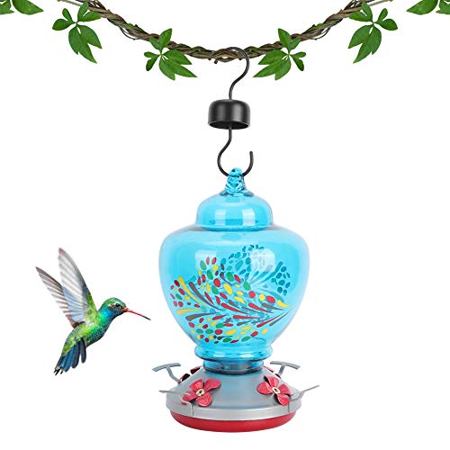 PUNELE Glasvogelwasserfuttermittel, Farbenfrohe Feeder, Attraktive Gartendekoration mit Hängendem Haken, Ruhender Barsch und -sicherer Basis, Leicht zu Montieren, zu Füllen und (E) von PUNELE