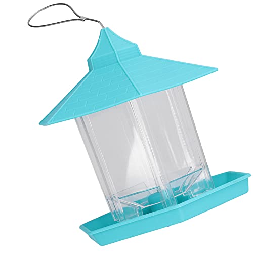 PUNELE Hanging Vogelfutterläder, Hanghänge Hängende Vogelfutterläder Transparentes Behälter Blau Pavillondesign, 360-Grad-Futter für Mehrere Vögel von PUNELE