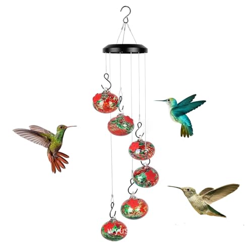 PUNELE Hanging Wind Chime Bird Feeder, Hummingbird Feeder für Gartenterrasse, Mehrere Fütterungspunkte, wasserdichte Dekorationsvogelfutterläder Im Freien Im Freien (A) von PUNELE