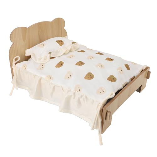 PUNELE Hölzerne Katzenbett Haustiersofa mit Weicher Matratze PP Baumwollfüllung Erhöhtes Design für Kleine Tiere Katzen Hunde Kaninchen von PUNELE