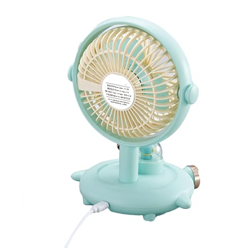 PUNELE Night Light Desk Lüfter, Tragbarer Schreibtischventilator mit Niedrigem Geräuschdesign, USB -wiederaufladbar, Verstellbarer Wind und Winkel, Niedliche Luftschiff -Form für (Blau) von PUNELE