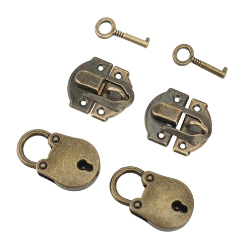 PUNELE Zink -Legierung HaSp Latch und Vorhängeschloss Set Vintage Bären Dekorative Schloss mit Schrauben für Holzhülle Schmuckschachtelhandwerk (Bronze) von PUNELE