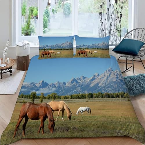 Bettwäsche 155x220 Pferd, Bettwäsche-Set Nutztiere für Kinder, Weiche Mikrofaser Bettbezug + 2 Kissenbezug 80x80 cm mit Reißverschluss D/E1600 Bettwäsche 155x220 Pferd, Bettwäsche-Set Nutztiere für Kinder, Weiche Mikrofaser Bettbezug + 2 Kissenbezug 80x80 cm mit Reißverschluss D/E1600 von PUOJIEAT