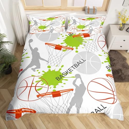 PUOJIEAT Bettwäsche 135x200 Basketball, Bettwäsche-Set Sportthema für Kinder, Weiche Mikrofaser Bettbezug + 2 Kissenbezug 80x80 cm mit Reißverschluss D/E1520 PUOJIEAT Bettwäsche 135x200 Basketball, Bettwäsche-Set Sportthema für Kinder, Weiche Mikrofaser Bettbezug + 2 Kissenbezug 80x80 cm mit Reißverschluss D/E1520 von PUOJIEAT