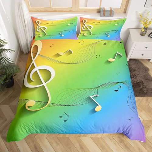 PUOJIEAT Bettwäsche 135x200 Musiknoten, Bettwäsche-Set Regenbogenfarben für Kinder, Weiche Mikrofaser Bettbezug + 2 Kissenbezug 80x80 cm mit Reißverschluss D/E1484 PUOJIEAT Bettwäsche 135x200 Musiknoten, Bettwäsche-Set Regenbogenfarben für Kinder, Weiche Mikrofaser Bettbezug + 2 Kissenbezug 80x80 cm mit Reißverschluss D/E1484 von PUOJIEAT