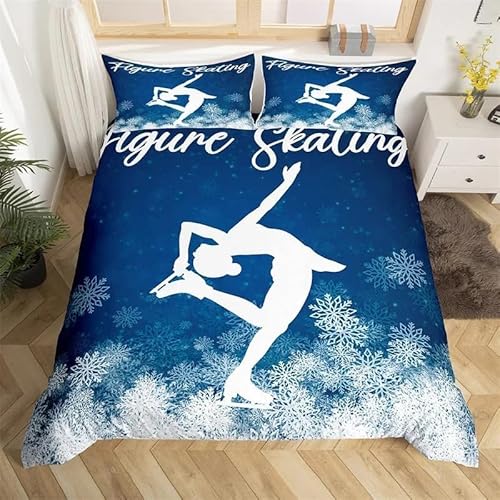PUOJIEAT Bettwäsche 135x200 Schlittschuh Weich Mikrofaser Bettwäsche-Sets Schlittschuh Bettbezug mit 1 x Kissenbezug 80x80 cm 3D Bettzeug Set q4295 von PUOJIEAT