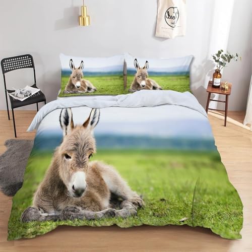 PUOJIEAT Bettwäsche 135x200 Tier Esel Weich Mikrofaser Bettwäsche-Sets Grasland-Esel Bettbezug mit 1 x Kissenbezug 80x80 cm 3D Bettzeug Set w.9300 PUOJIEAT Bettwäsche 135x200 Tier Esel Weich Mikrofaser Bettwäsche-Sets Grasland-Esel Bettbezug mit 1 x Kissenbezug 80x80 cm 3D Bettzeug Set w.9300 von PUOJIEAT