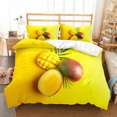 PUOJIEAT Bettwäsche 155x220 Mango Weich Mikrofaser Bettwäsche-Sets Mango Bettbezug mit 2 x Kissenbezug 80x80 cm 3D Bettzeug Set w1624 von PUOJIEAT