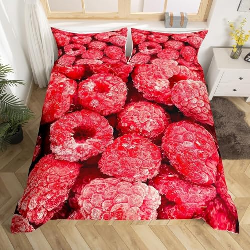 PUOJIEAT Bettwäsche 220x240 Himbeere Weich Mikrofaser Bettwäsche-Sets Himbeere Bettbezug mit 2 x Kissenbezug 80x80 cm 3D Bettzeug Set r.3235 von PUOJIEAT
