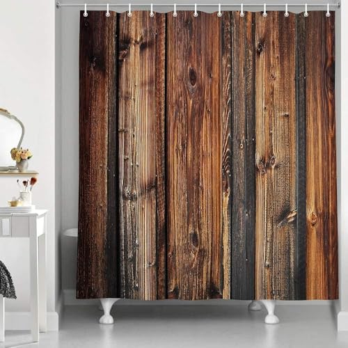 PUOJIEAT Duschvorhang 100x200 Retro-Holzbrett, Duschvorhang Anti-schimmel Landhaus-Holz 3D Duschvorhänge Waschbar für Badezimmer Badewannen mit 8 Ringe 8373-FG PUOJIEAT Duschvorhang 100x200 Retro-Holzbrett, Duschvorhang Anti-schimmel Landhaus-Holz 3D Duschvorhänge Waschbar für Badezimmer Badewannen mit 8 Ringe 8373-FG von PUOJIEAT