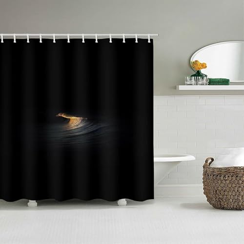 PUOJIEAT Duschvorhang 100x200 Wellen, Duschvorhang Anti-schimmel Schwarz 3D Duschvorhänge Waschbar für Badezimmer Badewannen mit 8 Ringe 867-FG PUOJIEAT Duschvorhang 100x200 Wellen, Duschvorhang Anti-schimmel Schwarz 3D Duschvorhänge Waschbar für Badezimmer Badewannen mit 8 Ringe 867-FG von PUOJIEAT