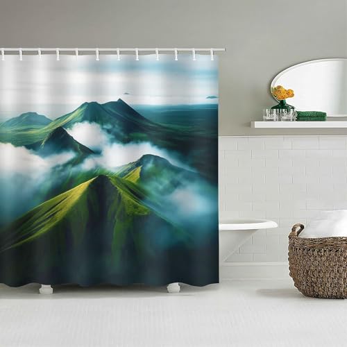 PUOJIEAT Duschvorhang 120 x 200 Berg, Duschvorhang Anti-schimmel Natürliche Landschaft 3D Duschvorhänge Waschbar für Badezimmer Badewannen mit 8 Ringe 2749-FG von PUOJIEAT