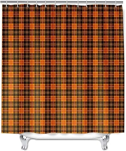 PUOJIEAT Duschvorhang 120 x 200 Geometrisches Karomuster, Duschvorhang Anti-schimmel Orange 3D Duschvorhänge Waschbar für Badezimmer Badewannen mit 8 Ringe 8284-FG PUOJIEAT Duschvorhang 120 x 200 Geometrisches Karomuster, Duschvorhang Anti-schimmel Orange 3D Duschvorhänge Waschbar für Badezimmer Badewannen mit 8 Ringe 8284-FG von PUOJIEAT