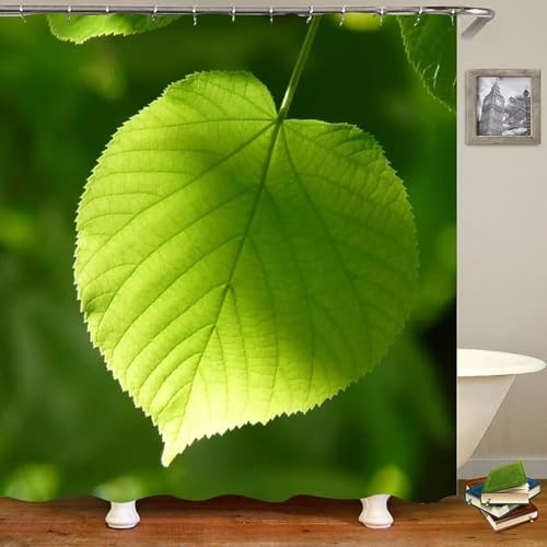 PUOJIEAT Duschvorhang 120 x 200 Grünes Blatt, Duschvorhang Anti-schimmel Grüne Pflanzen 3D Duschvorhänge Waschbar für Badezimmer Badewannen mit 8 Ringe 643-FG PUOJIEAT Duschvorhang 120 x 200 Grünes Blatt, Duschvorhang Anti-schimmel Grüne Pflanzen 3D Duschvorhänge Waschbar für Badezimmer Badewannen mit 8 Ringe 643-FG von PUOJIEAT