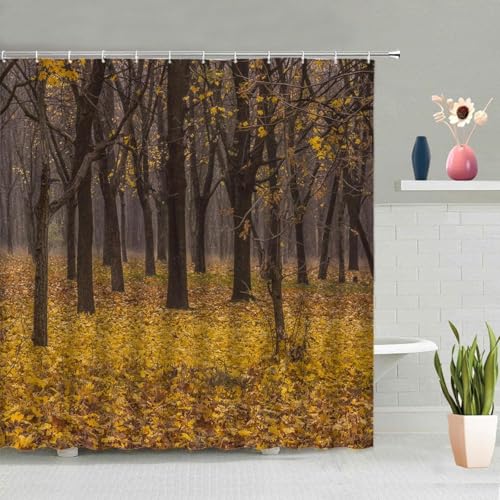 PUOJIEAT Duschvorhang 120 x 200 Herbstwald, Duschvorhang Anti-schimmel Herbstlandschaft 3D Duschvorhänge Waschbar für Badezimmer Badewannen mit 8 Ringe 1606-FG PUOJIEAT Duschvorhang 120 x 200 Herbstwald, Duschvorhang Anti-schimmel Herbstlandschaft 3D Duschvorhänge Waschbar für Badezimmer Badewannen mit 8 Ringe 1606-FG von PUOJIEAT