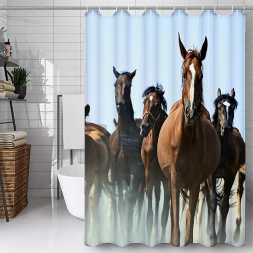 PUOJIEAT Duschvorhang 120 x 200 Pferd, Duschvorhang Anti-schimmel Nutztiere 3D Duschvorhänge Waschbar für Badezimmer Badewannen mit 8 Ringe 1012-FG PUOJIEAT Duschvorhang 120 x 200 Pferd, Duschvorhang Anti-schimmel Nutztiere 3D Duschvorhänge Waschbar für Badezimmer Badewannen mit 8 Ringe 1012-FG von PUOJIEAT