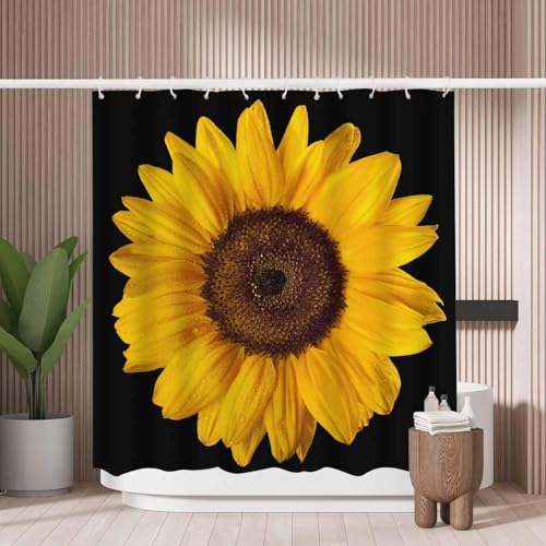 PUOJIEAT Duschvorhang 120 x 200 Sonnenblume, Duschvorhang Anti-schimmel Gelbe Blumen 3D Duschvorhänge Waschbar für Badezimmer Badewannen mit 8 Ringe 859-FG PUOJIEAT Duschvorhang 120 x 200 Sonnenblume, Duschvorhang Anti-schimmel Gelbe Blumen 3D Duschvorhänge Waschbar für Badezimmer Badewannen mit 8 Ringe 859-FG von PUOJIEAT