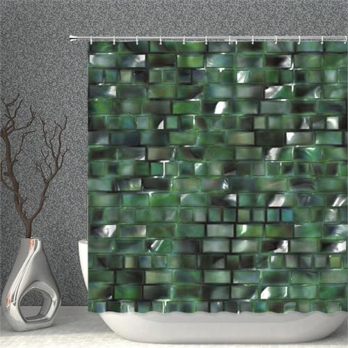 PUOJIEAT Duschvorhang 120 x 200 Ziegelmauer, Duschvorhang Anti-schimmel Steinziegel 3D Duschvorhänge Waschbar für Badezimmer Badewannen mit 8 Ringe 3316-FG von PUOJIEAT