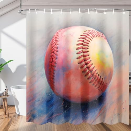 PUOJIEAT Duschvorhang 120x180 Baseball, Duschvorhang Anti-schimmel Sportthema 3D Duschvorhänge Waschbar für Badezimmer Badewannen mit 8 Ringe 8534-FG PUOJIEAT Duschvorhang 120x180 Baseball, Duschvorhang Anti-schimmel Sportthema 3D Duschvorhänge Waschbar für Badezimmer Badewannen mit 8 Ringe 8534-FG von PUOJIEAT