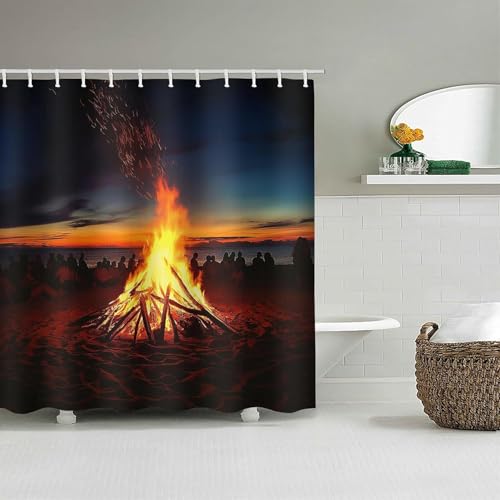 PUOJIEAT Duschvorhang 120x180 Camping, Duschvorhang Anti-schimmel Feuer 3D Duschvorhänge Waschbar für Badezimmer Badewannen mit 8 Ringe 263-FG PUOJIEAT Duschvorhang 120x180 Camping, Duschvorhang Anti-schimmel Feuer 3D Duschvorhänge Waschbar für Badezimmer Badewannen mit 8 Ringe 263-FG von PUOJIEAT