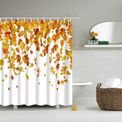 PUOJIEAT Duschvorhang 120x180 Herbst, Duschvorhang Anti-schimmel Ahornblatt 3D Duschvorhänge Waschbar für Badezimmer Badewannen mit 8 Ringe 1676-FG PUOJIEAT Duschvorhang 120x180 Herbst, Duschvorhang Anti-schimmel Ahornblatt 3D Duschvorhänge Waschbar für Badezimmer Badewannen mit 8 Ringe 1676-FG von PUOJIEAT