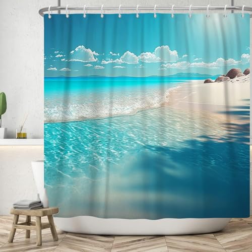 PUOJIEAT Duschvorhang 120x180 Meer, Duschvorhang Anti-schimmel Tropischer Meerblick 3D Duschvorhänge Waschbar für Badezimmer Badewannen mit 8 Ringe 1442-FG PUOJIEAT Duschvorhang 120x180 Meer, Duschvorhang Anti-schimmel Tropischer Meerblick 3D Duschvorhänge Waschbar für Badezimmer Badewannen mit 8 Ringe 1442-FG von PUOJIEAT