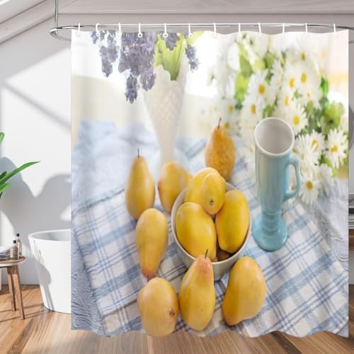 PUOJIEAT Duschvorhang 120x180 Obst, Duschvorhang Anti-schimmel Blumen 3D Duschvorhänge Waschbar für Badezimmer Badewannen mit 8 Ringe 8516-FG PUOJIEAT Duschvorhang 120x180 Obst, Duschvorhang Anti-schimmel Blumen 3D Duschvorhänge Waschbar für Badezimmer Badewannen mit 8 Ringe 8516-FG von PUOJIEAT