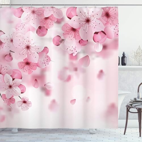 PUOJIEAT Duschvorhang 120x180 Pfirsichblüten, Duschvorhang Anti-schimmel Rosa Blumen 3D Duschvorhänge Waschbar für Badezimmer Badewannen mit 8 Ringe 8246-FG PUOJIEAT Duschvorhang 120x180 Pfirsichblüten, Duschvorhang Anti-schimmel Rosa Blumen 3D Duschvorhänge Waschbar für Badezimmer Badewannen mit 8 Ringe 8246-FG von PUOJIEAT