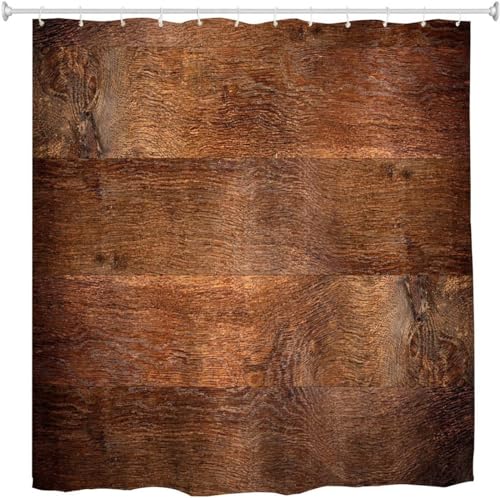 PUOJIEAT Duschvorhang 120x180 Vintage Holzbrett, Duschvorhang Anti-schimmel Holz 3D Duschvorhänge Waschbar für Badezimmer Badewannen mit 8 Ringe 3161-FG von PUOJIEAT