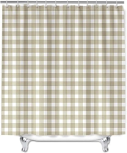 PUOJIEAT Duschvorhang 180x180 Geometrisches Karomuster, Duschvorhang Anti-schimmel Retro 3D Duschvorhänge Waschbar für Badezimmer Badewannen mit 12 Ringe 8564-FG PUOJIEAT Duschvorhang 180x180 Geometrisches Karomuster, Duschvorhang Anti-schimmel Retro 3D Duschvorhänge Waschbar für Badezimmer Badewannen mit 12 Ringe 8564-FG von PUOJIEAT