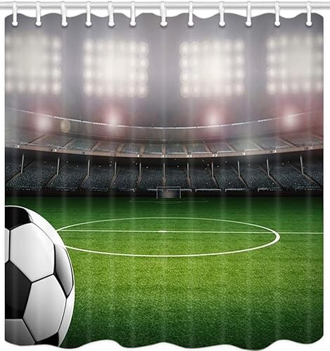 PUOJIEAT Duschvorhang 180x200 Fußball, Duschvorhang Anti-schimmel Fußballfeld 3D Duschvorhänge Waschbar für Badezimmer Badewannen mit 12 Ringe 8061-FG PUOJIEAT Duschvorhang 180x200 Fußball, Duschvorhang Anti-schimmel Fußballfeld 3D Duschvorhänge Waschbar für Badezimmer Badewannen mit 12 Ringe 8061-FG von PUOJIEAT