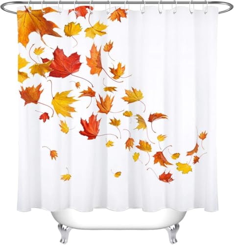 PUOJIEAT Duschvorhang 180x200 Herbst, Duschvorhang Anti-schimmel Ahornblätter 3D Duschvorhänge Waschbar für Badezimmer Badewannen mit 12 Ringe 7989-FG PUOJIEAT Duschvorhang 180x200 Herbst, Duschvorhang Anti-schimmel Ahornblätter 3D Duschvorhänge Waschbar für Badezimmer Badewannen mit 12 Ringe 7989-FG von PUOJIEAT