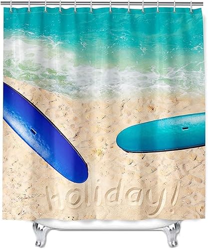 PUOJIEAT Duschvorhang 180x200 Strandurlaub, Duschvorhang Anti-schimmel Surfbrett 3D Duschvorhänge Waschbar für Badezimmer Badewannen mit 12 Ringe 8313-FG PUOJIEAT Duschvorhang 180x200 Strandurlaub, Duschvorhang Anti-schimmel Surfbrett 3D Duschvorhänge Waschbar für Badezimmer Badewannen mit 12 Ringe 8313-FG von PUOJIEAT