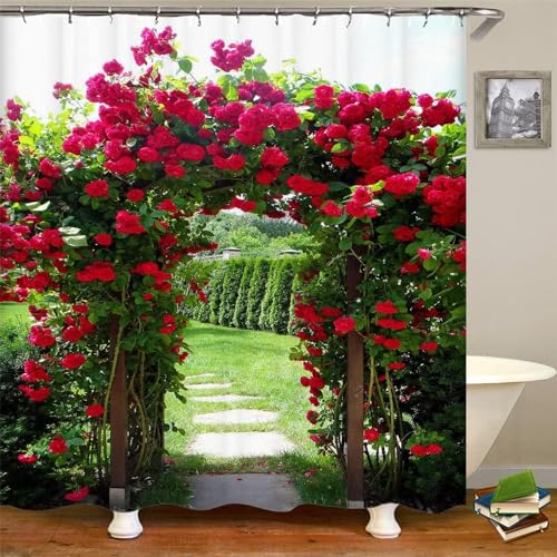 PUOJIEAT Duschvorhang 240x180 Garten, Duschvorhang Anti-schimmel Ländliche Landschaft 3D Duschvorhänge Waschbar für Badezimmer Badewannen mit 12 Ringe 1636-FG PUOJIEAT Duschvorhang 240x180 Garten, Duschvorhang Anti-schimmel Ländliche Landschaft 3D Duschvorhänge Waschbar für Badezimmer Badewannen mit 12 Ringe 1636-FG von PUOJIEAT