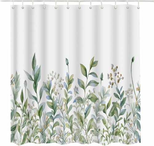 PUOJIEAT Duschvorhang 240x180 Gartenszene, Duschvorhang Anti-schimmel Grüne Pflanzen 3D Duschvorhänge Waschbar für Badezimmer Badewannen mit 12 Ringe 1510-FG von PUOJIEAT
