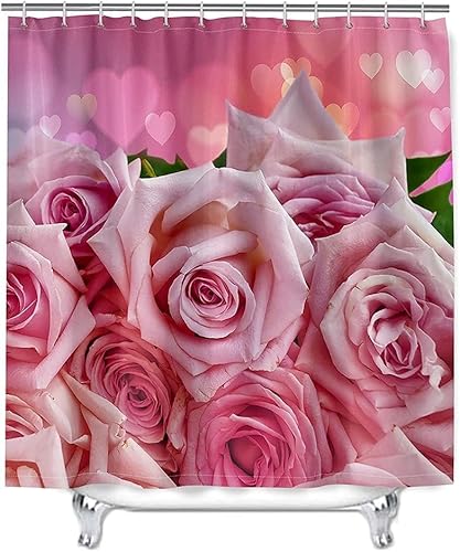 PUOJIEAT Duschvorhang 240x180 Rose, Duschvorhang Anti-schimmel Rosa Blumen 3D Duschvorhänge Waschbar für Badezimmer Badewannen mit 12 Ringe 8125-FG PUOJIEAT Duschvorhang 240x180 Rose, Duschvorhang Anti-schimmel Rosa Blumen 3D Duschvorhänge Waschbar für Badezimmer Badewannen mit 12 Ringe 8125-FG von PUOJIEAT