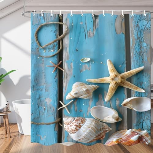 PUOJIEAT Duschvorhang 240x180 Seestern, Duschvorhang Anti-schimmel Muschel 3D Duschvorhänge Waschbar für Badezimmer Badewannen mit 12 Ringe 8350-FG PUOJIEAT Duschvorhang 240x180 Seestern, Duschvorhang Anti-schimmel Muschel 3D Duschvorhänge Waschbar für Badezimmer Badewannen mit 12 Ringe 8350-FG von PUOJIEAT