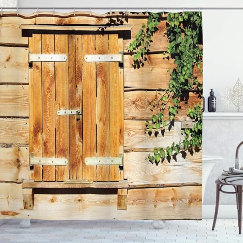 PUOJIEAT Duschvorhang 240x180 Vintage Holztür, Duschvorhang Anti-schimmel Landhaus 3D Duschvorhänge Waschbar für Badezimmer Badewannen mit 12 Ringe 8440-FG PUOJIEAT Duschvorhang 240x180 Vintage Holztür, Duschvorhang Anti-schimmel Landhaus 3D Duschvorhänge Waschbar für Badezimmer Badewannen mit 12 Ringe 8440-FG von PUOJIEAT
