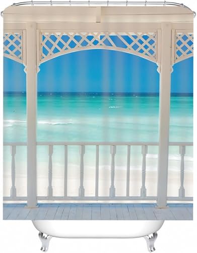 PUOJIEAT Duschvorhang 240x200 Terrasse, Duschvorhang Anti-schimmel Meer 3D Duschvorhänge Waschbar für Badezimmer Badewannen mit 12 Ringe 548-FG PUOJIEAT Duschvorhang 240x200 Terrasse, Duschvorhang Anti-schimmel Meer 3D Duschvorhänge Waschbar für Badezimmer Badewannen mit 12 Ringe 548-FG von PUOJIEAT
