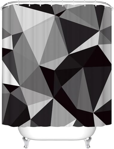PUOJIEAT Duschvorhang 300x200 Geometrische Muster, Duschvorhang Anti-schimmel Abstrakte Geometrie 3D Duschvorhänge Waschbar für Badezimmer Badewannen mit 12 Ringe 3393-FG von PUOJIEAT