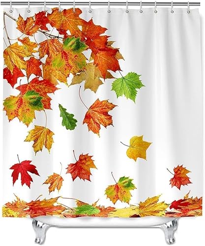 PUOJIEAT Duschvorhang 300x200 Herbst, Duschvorhang Anti-schimmel Ahornblätter 3D Duschvorhänge Waschbar für Badezimmer Badewannen mit 12 Ringe 8424-FG PUOJIEAT Duschvorhang 300x200 Herbst, Duschvorhang Anti-schimmel Ahornblätter 3D Duschvorhänge Waschbar für Badezimmer Badewannen mit 12 Ringe 8424-FG von PUOJIEAT