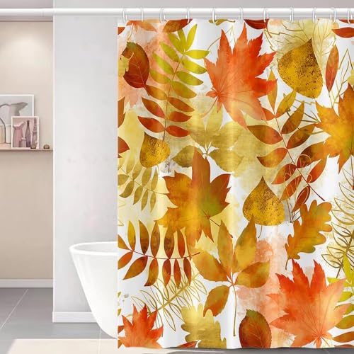 PUOJIEAT Duschvorhang 300x200 Herbst, Duschvorhang Anti-schimmel Blätter 3D Duschvorhänge Waschbar für Badezimmer Badewannen mit 12 Ringe 8163-FG PUOJIEAT Duschvorhang 300x200 Herbst, Duschvorhang Anti-schimmel Blätter 3D Duschvorhänge Waschbar für Badezimmer Badewannen mit 12 Ringe 8163-FG von PUOJIEAT