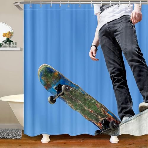 PUOJIEAT Duschvorhang 300x200 Skateboard, Duschvorhang Anti-schimmel Extremsport 3D Duschvorhänge Waschbar für Badezimmer Badewannen mit 12 Ringe 8604-FG PUOJIEAT Duschvorhang 300x200 Skateboard, Duschvorhang Anti-schimmel Extremsport 3D Duschvorhänge Waschbar für Badezimmer Badewannen mit 12 Ringe 8604-FG von PUOJIEAT